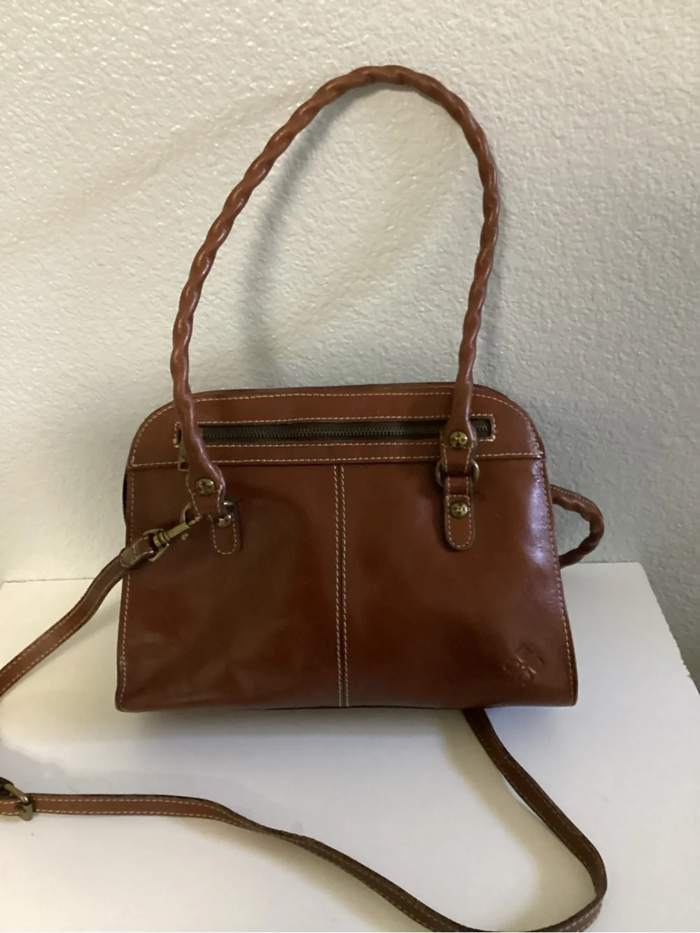 Patricia Nash Embossed Leather Satchel in Brown